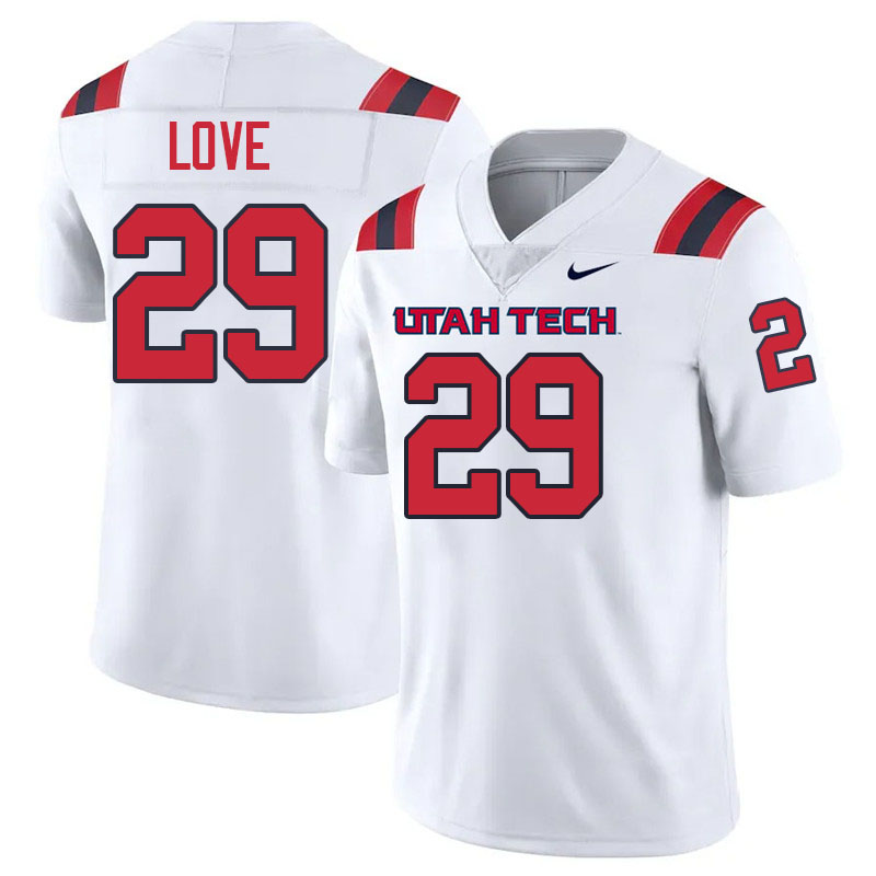 Utah Tech Trailblazers #29 Daylen Love College Football Jerseys,Uniforms Stitched-White